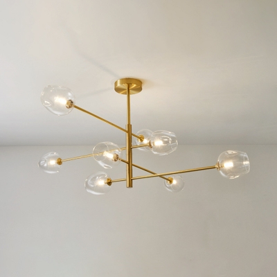 Brass Multi Arm Chandelier Post Modern Glass Sphere LED Chandeliers Dining Restaurant Bar Branch Pendant Lighting