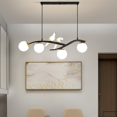 Contemporary Island Light Globe Glass Shade Metal Ceiling Mount Billiard Fixture for Living Room