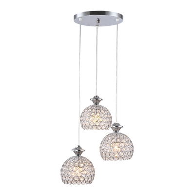 Cutous Cluster Pendant Light Modernism Inserted Crystal Chrome Hanging Lamp Kit