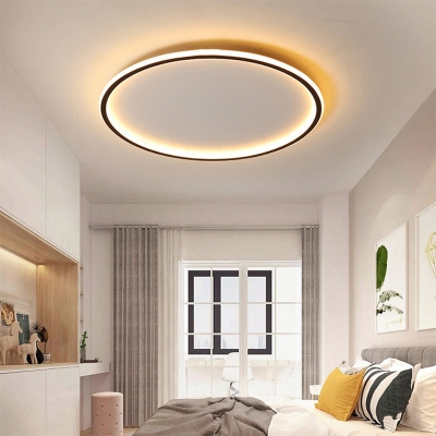 Disc Acrylic Ceiling Lighting Nordic Style LED Black Flush Lamp 16 Inchs Wide for Bedroom