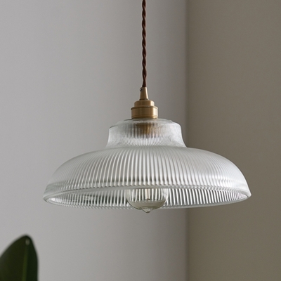 Dome Pendant Single Light with Clear Prismatic Glass for Bedside Hallway Kitchen
