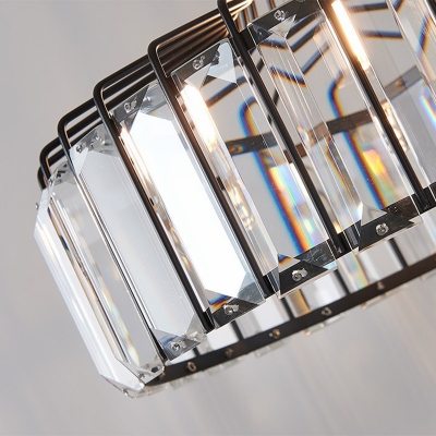 Drum Crystal Shade Pendant Lighting Modern Style 1 Light Restaurant Hanging Lamp