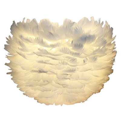 Feather Shade Dome Wall Lamp Nordic White LED 1-Head Wall Sconce