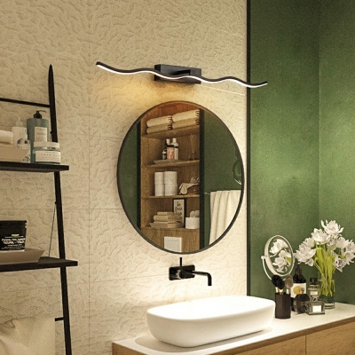 Minimalist Style LED Vanity Lamp Linear Metallic Wall Mounted Mirror Front for Bathroom