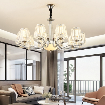 Modern Chandelier Light Fixture Living Room Clear Crystal 18 Inchs Height Chandelier in Silver