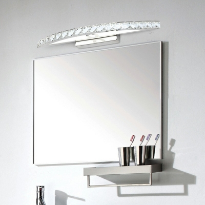 Modern Crystal Vanity Light Fixture Arc Shape K9 Crystal Vanity Sconce for Bathroom