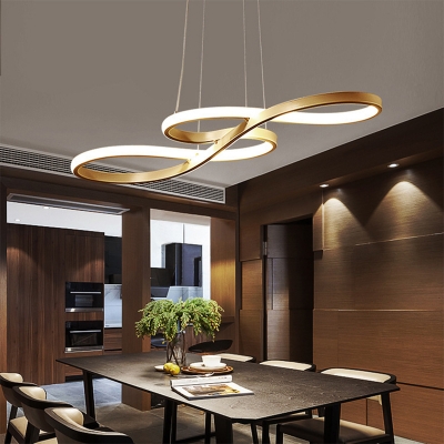 Modern Dining Room Metal Linear LED 1-Light Island Pendant Music Note Island Light
