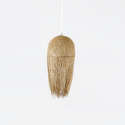 Modern Hanging Pendant Bamboo Shade with 1 Light Metal Ceiling Mount Single Pendant for Tearoom