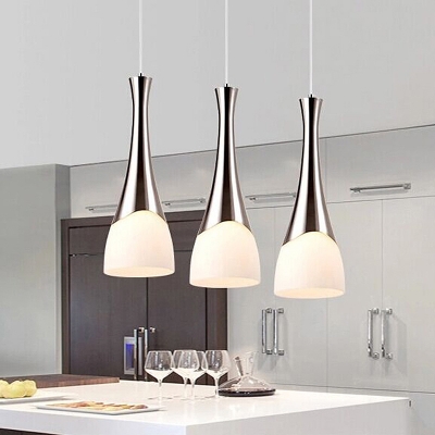 Nordic Funnel Shaped Pendant Lamp Concrete 5.5 Inchs Wide Hanging Light Fixture for Dining Room in Silver
