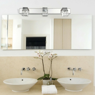 Nordic Metal Stainless Steel Vanity Mirror Lights LED Lighting Bath Vanity Lighting with Crystal Shade