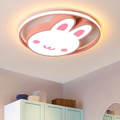 Rabbit Acrylic Shade Cartoon Ceiling Light with 1 LED Light Flush Mount Ceiling Light for Children Bedroom