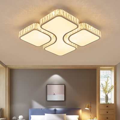 Rectangle Acrylic Shade Modern Ceiling Fixture with 1 LED Light Crystal Ceiling Light Fixture for Living Room