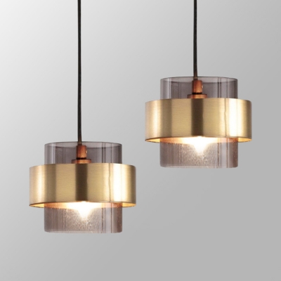 Smoke Glass Pendant Light Modern Crystal Shade 1 Bulb Dining Room Hanging Lamp