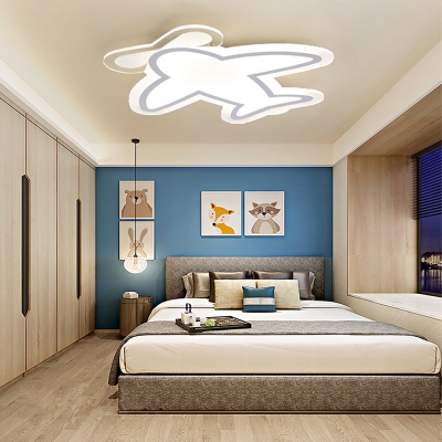 White Airplane Flush Mount Ceiling Lighting Fixture Minimalist LED Acrylic Flush Mount Lamp for Children's Bedroom