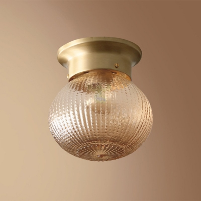 1 Bulb Spherical Ceiling Mount Light Fixture Glass Modern Style Close To Ceiling Light in Gold
