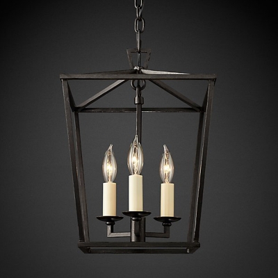 Candlestick Industrial Restaurant Suspension Lighting Geometry Frame Metal 4-Light Chandelier