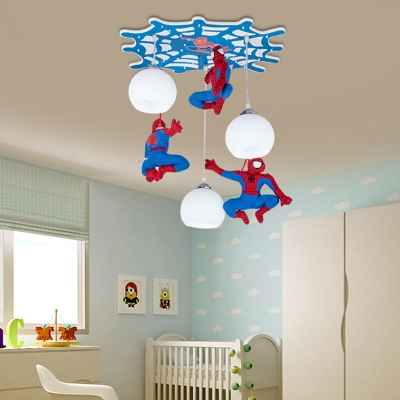 Cartoon Pendant with 3 Light Circle Ceiling Mount Glass Globe Shade Multi Light Pendant for Children Bedroom
