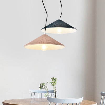 Conical Resin Pendant Lighting Macaron 1 Head Suspension Light for Dining Room