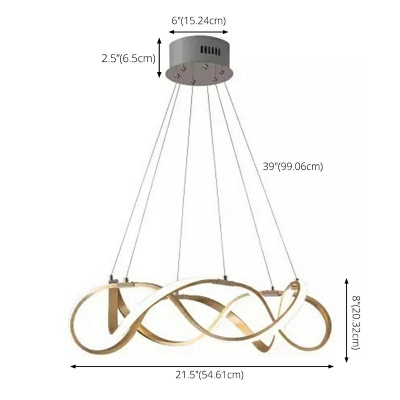 Contemporary Style Twisting Hanging Pendant Light Acrylic Dinning Room LED Pendant Lighting Fixture