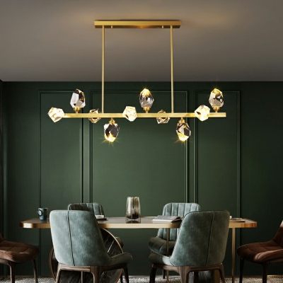 Crystal Shape Golden Island Light Modern Style Bar Island Pendant for Dinning Room in 3 Colors Light
