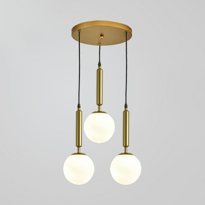 Globe Modern Dining Room Pendant Glass Shade 3-Head Suspension Lighting with Metal Canopy