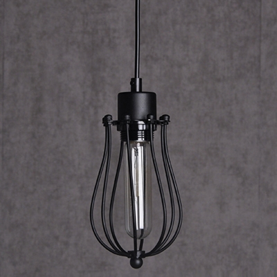 Industrial Kitchen Iron Cage Pendant Simple Design 1-Bulb Hanging Lamp