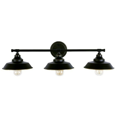 Metal Vanity Lamp Modern Style 3 Bulbs Wall Mounted Mirror Front with Black Lid Shade