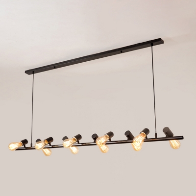 Metallic Island Light Industrial Style Island Pendant Lamp in Black for Dinning Room
