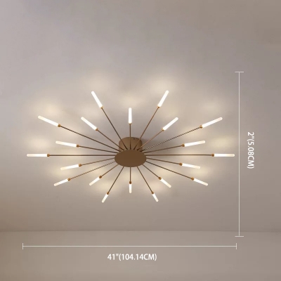 Modern Ceiling Mount Acrylic Linear Shade with LED Light Metal Ceiling Mount Semi Flush for Living Room