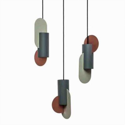 Nordic Style Pendant Light Cylinder and Round and Oval One Light Metal Colored Hanging Light 7 Inchs Wide for Kitchen