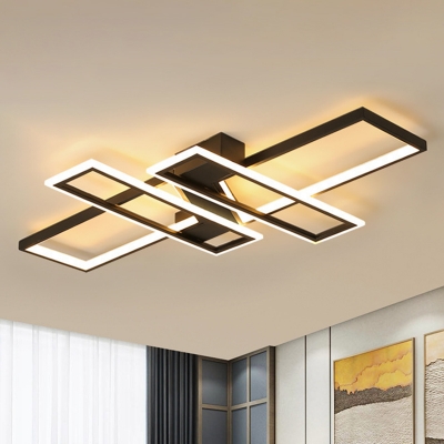 Rectangle Acrylic Shade Ceiling Light with 4 LED Light Metal Ceiling Mount Ceiling Light Fixture for Living Room