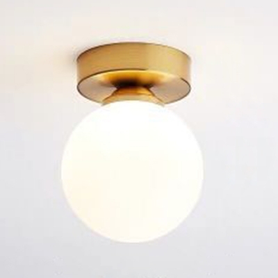 Simplicity Ceiling Light with 1 Bi-Bulb Glass Globe Shade Flush Mount Ceiling Fixture for Hallway
