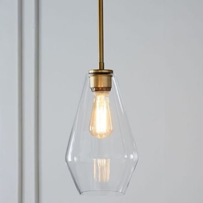 Spinning Top Form Pendant Industrial Living Room Clear Glass 1-Bulb Hanging Lamp