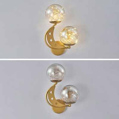 2-Light Spherical Wall Lamp Minimalist Gypsophila Glass Warm Light Wall Sconce Lighting