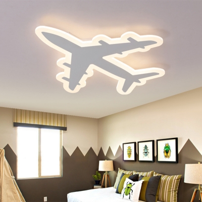 Acrylic Airplane Flush Mount Ceiling Light 19.5 Inchs Wide Contemporary LED Flushmount Ceiling Lamp in White