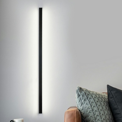 Black Bar Shaped Flush Wall Sconce Simplicity LED Metal Wall Lighting for Bedroom