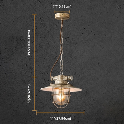 Circle Ceiling Mount Industrial Pendant with 1 Light Clear Glass Shade Single Pendant for Restaurant