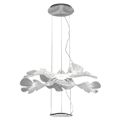 Clear Acrylic Shade Suspension Lighting Flower Form Artistic LED Chandelier