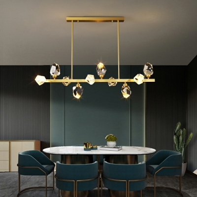Crystal Shape Golden Island Light Modern Style Bar Island Pendant for Dinning Room in 3 Colors Light