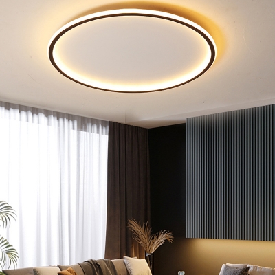 Disc Acrylic Ceiling Lighting Nordic Style LED Black Flush Lamp 16 Inchs Wide for Bedroom