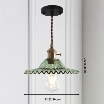 Industrial Pendant Glass Shade with 1 Light Circle Metal Ceiling Mount Single Pendant for Living Room