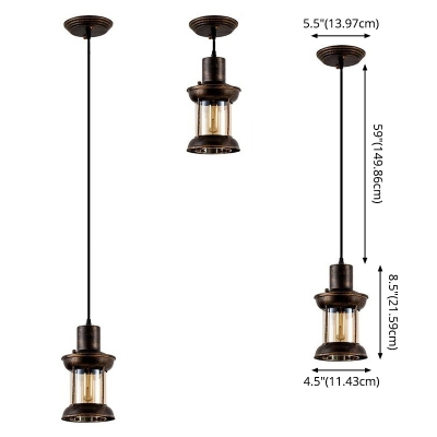 Jar Shape Pendulum Pendant Light Single Bulb Industrial Bronze Clear Glass Hanging Lamp