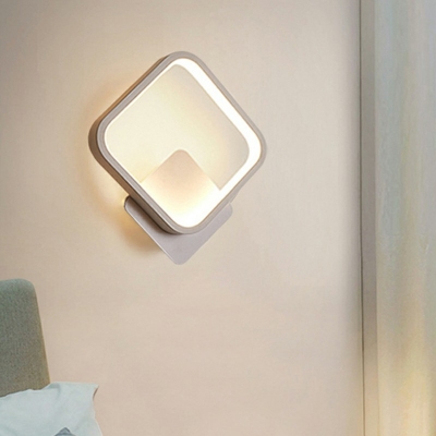 Modern Bedroom Acrylic Shade LED Wall Lamp Metal 1-Head Wall Sconce