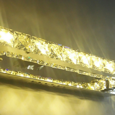Modern Chrome Vanity Light Fixtures Linear LED Metallic Mirror Vanity Lights with Crystal Shade