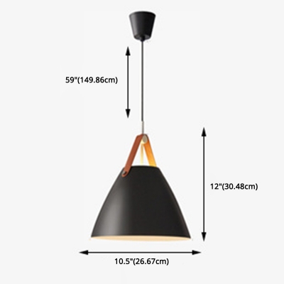 Nordic Dining Room Aluminum Shade Cone Pendant with Belt 1-Light Hanging Lamp