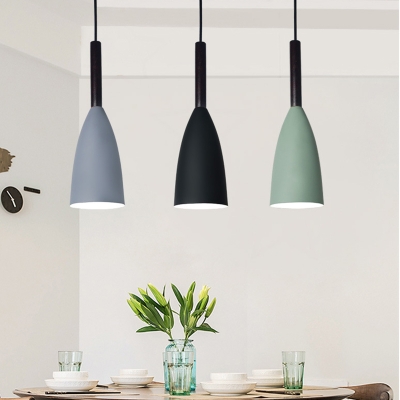 Nordic Macaron Colour Pendant Metal Cone Shade 1-Light Hanging Lamp for Living Room