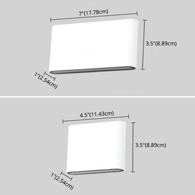 Rectangle Metal Shade Wall Sconce Modern Bedroom LED 2-Light Wall Lamp