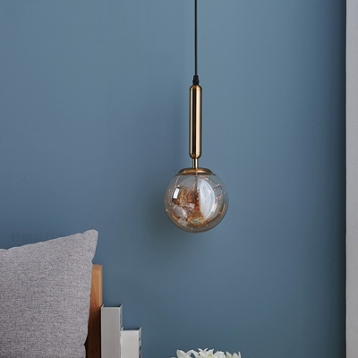Sphere Pendant Light Kit Clear Glass 1 Head 6 Inchs Wide Bedroom Hanging Lamp Kit
