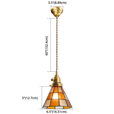 Tiffany Hanging Fixture Frosted Glass Shade with 1 Light Circle Metal Ceiling Mount Single Pendant for Bedroom