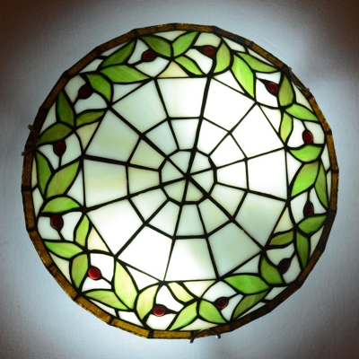 Tiffany Style Flush Ceiling Light Hand Art Glass Dome Ceiling Light for Living Room